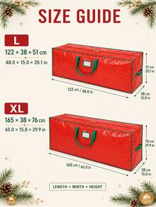 1 buah Tas Penyimpanan Pohon Natal Lipat Kapasitas Besar L/XL, Kain Tenun PE Tahan Lembap, Gaya Natal Warna Merah & Hijau, Bagian Atas Persegi Panjang, Resleting Ganda di Tengah, Pegangan, Jendela Label, Tas Penyimpanan Organizer Pohon Natal Buatan, Cocok untuk Rumah, Garasi, Loteng, Penyimpanan Musiman Setelah Natal - A - View 6