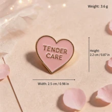 Pink Ribbon Enamel Brooch, Gold Tone Heart & Oval Lapel Pin, Tender Care Life Protection Awareness Badge For Women Clothing Decor Gift - Multicolor - View 9