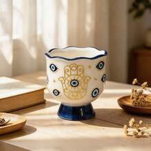 1pc Ceramic Storage Jar, Hand-Painted Ceramic Storage Container, Tableware Organizer, Makeup Tool Storage Box, With Various Colors And Patterns, Suitable For Kitchen Storage, Tableware Organization, Home Decor And Holiday Gifts - View 4