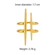 1pc Women's Minimalist Geometric Double Line Hollow Long Ring, Gold/Silver, Suitable For Daily Wear And Party Matching - Gold - View 4