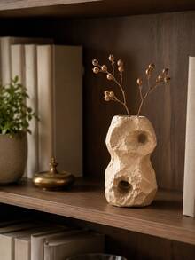 1pc Faux Jade Resin Vase, Asymmetrical Hollow Abstract Sculpture, Textured Dried Flower Vase, Suitable For Living Room, Shelf, Entryway And Tabletop Decoration, Modern Organic Home Decor, Housewarming Gift - Multiple Styles - View 2
