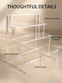 1pc 11.8in Large Capacity Multi-Function Acrylic Cosmetic Display Stand, Cosmetic Storage Box, Large Capacity Multi-Layer Modern Minimalist Black Storage Rack, Suitable For Storing Perfume, Jewelry, Lipstick And Cosmetics, Skincare Storage Rack, Can Also Be Used As Party Wine Rack, - Clear - View 6