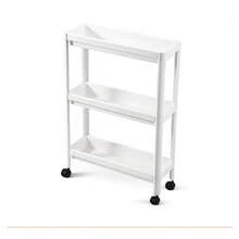 Carro de almacenamiento con ruedas de una pieza, estante de almacenamiento móvil para baño, estante de almacenamiento multifuncional, adecuado para espacios de baño estrechos, accesorios de baño. - Blanco - Ver 2