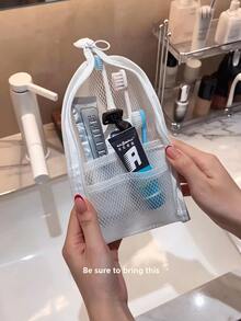 Mesh Standing Toiletry Bag, Breathable Oxford Cloth Travel Cosmetic Organizer, Self‑Standing Bathroom Shower Storage Pouch For Business Trip Vacation Gift - Multiple Styles - View 5