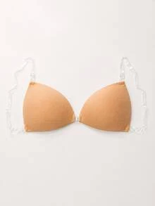 Adhesive Strap Bra, Transparent Strap Adhesive Bra, Backless Triangle Cup Seamless Silicone Adhesive Bra, Suitable For Dresses - Multicolor - View 5