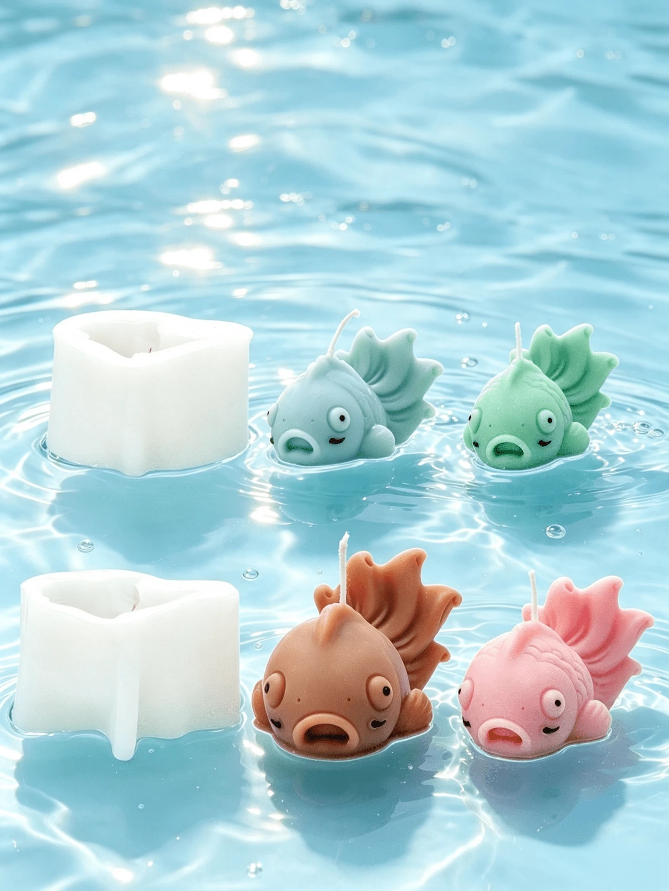 Big-Eyed Fish Silicone Candle Mold Funny Bubble Fish Wax Mold For DIY Soap Resin Plaster Aesthetic Home Decoration Plaster Mold