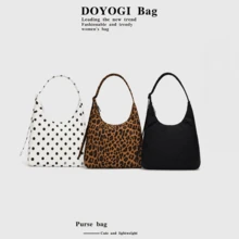 Nylon Women's Shoulder Bag, Black & White Plaid Cross-Pattern Solid Color Polka Dot Handheld Bucket Bag, Large Capacity Commuter Tote Shopping Bag - Multicolor - View 2