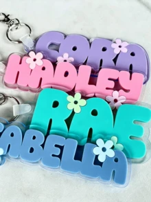 Backpack Name Tag Pendant, Lunch Bag Charm, Girls Backpack Name Tag, Kindergarten Keychain, Diaper Bag Tag, Letter Style, Colorful Cute, Personalized Custom, Halloween Edition, Christmas Gift, Wedding Use, Suitable For Teenagers, Birthday Gift, Custom 3D Letter Keychain - Daisy Flower Names - View 3