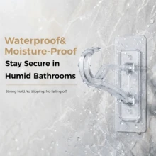 2pcs White Bathroom & Kitchen Hooks Universal, Strong Load Bearing Without Damaging Walls, Waterproof & Moisture-Proof, Towel Clothing Bag Storage Organizer, Modern Minimalist Style Enhancing Home Decor, Suitable For Tile Glass Wood Wall Surfaces, Easy To Remove And Reusable - View 1