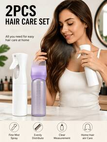 1pc Hair Dye Root Comb Applicator Bottle + Continuous Fine Mist Spray Bottle Set, Reusable Hair Coloring Bottle, Refillable Hair Spray Bottle, Suitable For Home And Salon Hair Dyeing - Hair Salon Set - View 12