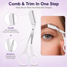 MONKIDS 7pcs Eyebrow Grooming Tool Set, Tweezers, Scissors, Brush Full Set, Can Trim, Pluck, Shave Excess Hair, Shape Clean And Defined Eyebrows, Stainless Steel Makeup Tools, Beginner Eyebrow Grooming And Plucking, Portable Home Makeup Set - Multicolor - View 5