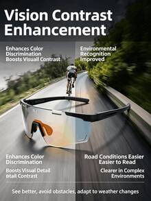 361degree 1pc Unisex 26g Lightweight Smart Transition Lens Professional Protection Hd Clear Vision Wind And Sand Resistant Sporty Sports Cycling Glasses For Cycling Outdoor Sports Running - Multicolor - View 7