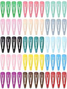 60/2pcs Random Color Women's Hair Clips, Colorful Metal Spring Hair Clips, Cute Hair Accessories, Non-Slip Hair Clips, Suitable For Thick And Thin Hair - Multicolor - View 3