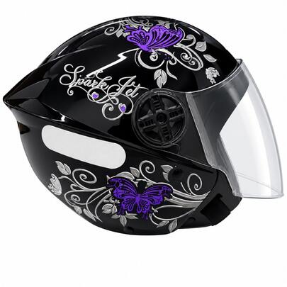 Capacete Ebf Aberto Spark Jet Borboleta Lilas