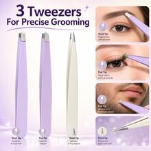 MONKIDS 7pcs Eyebrow Grooming Tool Set, Tweezers, Scissors, Brush Full Set, Can Trim, Pluck, Shave Excess Hair, Shape Clean And Defined Eyebrows, Stainless Steel Makeup Tools, Beginner Eyebrow Grooming And Plucking, Portable Home Makeup Set - Multicolor - View 4
