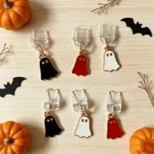 3/1pc Cartoon Ghost Phone Dust Plug Pendant, Halloween Atmosphere Drip Oil Alloy Ghost Charm, Transparent Soft Silicone Dust Plug, Prevent Port Dust, Unique Niche Phone Decoration Accessory, Fun Holiday Gift - Multicolor - View 5