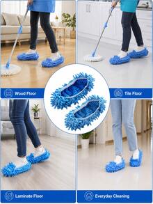 Ultra-Fine Fiber Household Cleaning Mop, Slipper-Style Floor Cleaning Tool, Soft Washable Reusable Shoe Covers - Multiple Styles and Colors - View 4