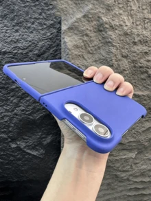 Fashion Fluorescent Color Hard PC Matte Phone Case Compatible With IPhone Duo Fold Simple Solid Color Protective Back Cover - Royal Blue - View 5
