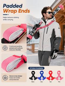 Adjustable Ski Carry Strap-Shoulder-Carry Ski Sling; Ski Securing Strap; Nylon Ski Strap With Hook And Loop; Adjustable-Length Ski Binding Strap; Outdoor Winter Snow Sports Accessory; Available In Multiple Colors Holiday Cyber Monday - Multicolor - View 6