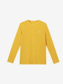 CAMEL CROWN Men's Slim-Fit Long-Sleeve Crew-Neck Casual T-Shirt / Warm Wool Sweatshirt – Antibacterial, Suitable For Outdoor & Commuting (Autumn/Winter) - Glazed Yellow - View 4