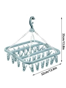 1pc Baby Drying Rack, 32 Clips Foldable Hanging Drying Rack, Baby Storage, Baby Socks & Underwear Drying Rack, Space-Saving Hanger, Baby Gift - Multicolor - View 8