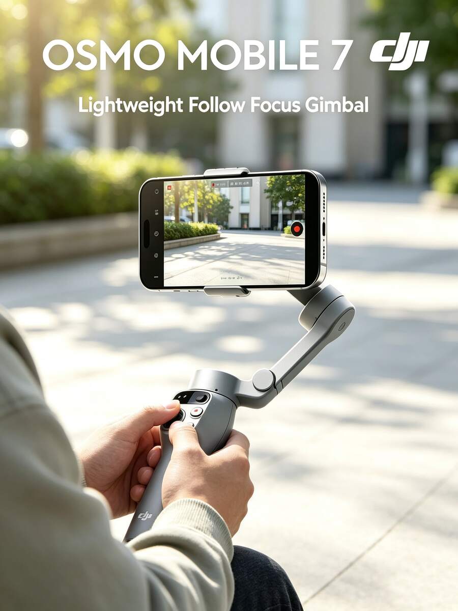 dji Bộ ổn định chống rung Osmo Mobile 7 dành cho điện thoại thông minh, trọng lượng nhẹ, theo dõi chuyển động, gậy selfie thông minh, thời lượng pin dài, phù hợp cho livestream và vlog, ổn định thông minh, có thể gập lại, chân máy tích hợp (Hàng mới 100%, chỉ mới mở hộp và kích hoạt) - trắng - Xem 1