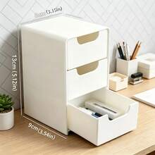 Pink Bow Decor Mini Desktop Drawer Storage Box, Expandable Multi-Layer Plastic Jewelry Box, Desktop Organizer, Convenient And Elegant, For Vanity, Jewelry Storage, Bedroom, Makeup Table, Desktop Storage And Stationery Storage - Multicolor - View 6