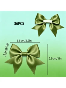 Self‑Adhesive Olive Green Satin Mini Bows 36PCS Fabric Bow Knot For Gift Wrapping Birthday Party Table Setting Wedding Invitation Envelope Decor - Multiple Styles - View 6