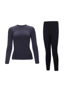 CAMEL CROWN Women's Thermal Outdoor Top & Pants Set – Winter Warmth, Breathable, Fleece-Lined, Cold-Resistant Athletic Base Layer - Carbon Crystal Black - View 5