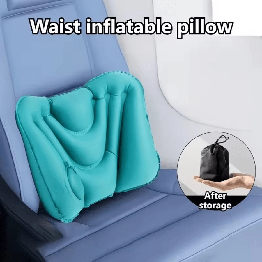 1 Inflatable Waist Cushion, Travel Waist Support, Portable Inflatable Waist Cushion, Travel Pillow, Complimentary Storage Bag