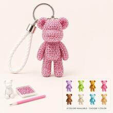 DIY Bear Charm Making Kit, Colorful Rhinestones And Beads With Bear Pendant, Gem Picker, Glue And Keychain Accessories, Handmade Craft Supplies For Bags, Phone Chains And Keychains - Set - View 8