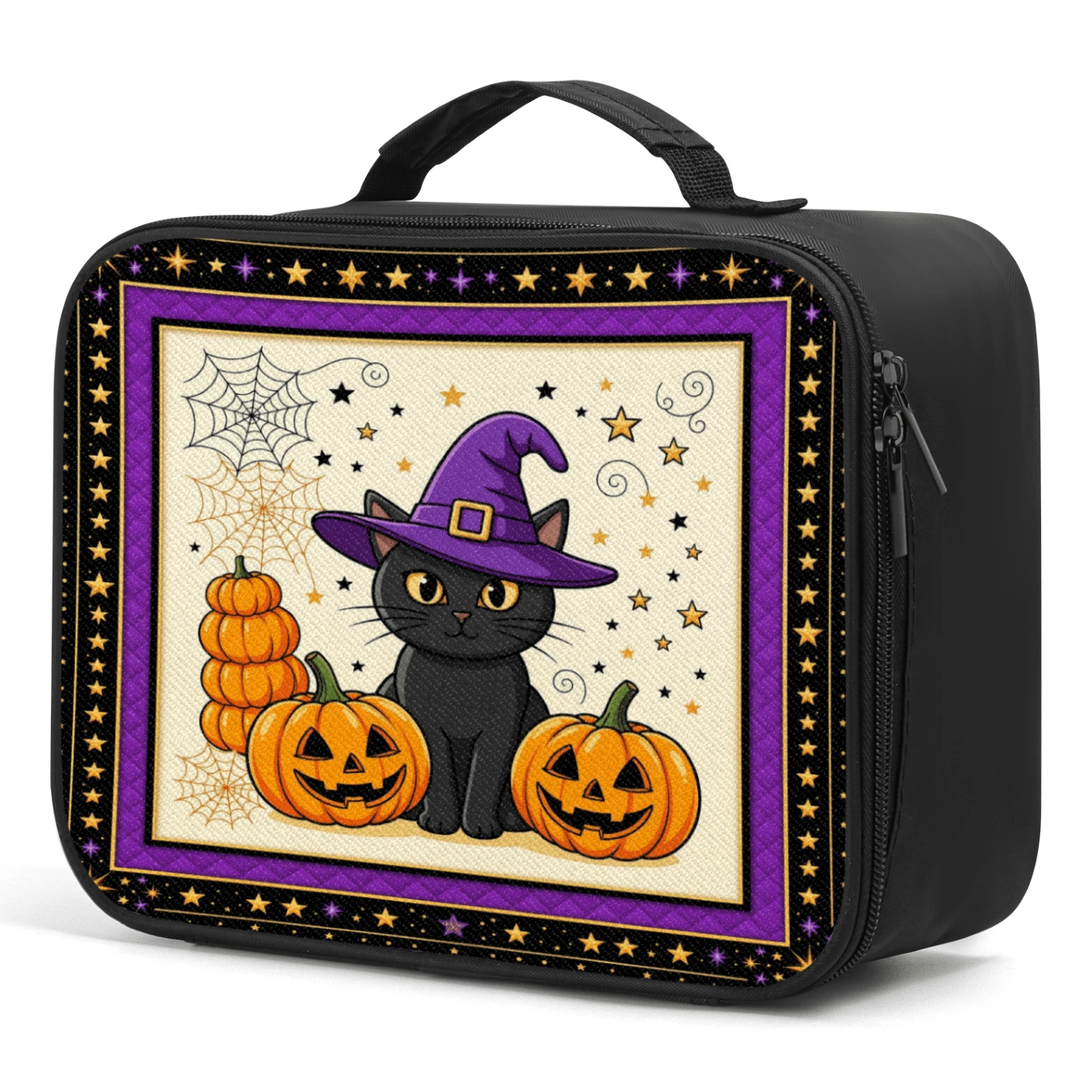 Halloween Series Element Print Theme Lunch Bag, Insulated Soft Lunch Bag, Back To School Lunch Bag, Lunch Box, Non-Food Contact, Reusable Insulated Portable Lunch Box, Unisex - Horizontal Tote Bag - View 1