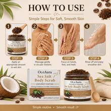 100g Lulur Tangan & Kaki Kelapa Kopi Garam Laut, Lulur Pengelupas Lembut untuk Kulit Mati, Tumit Kasar & Tangan Kering, Lulur Perawatan Kaki dan Tubuh yang Melembapkan dan Menghaluskan - Kopi - View 5