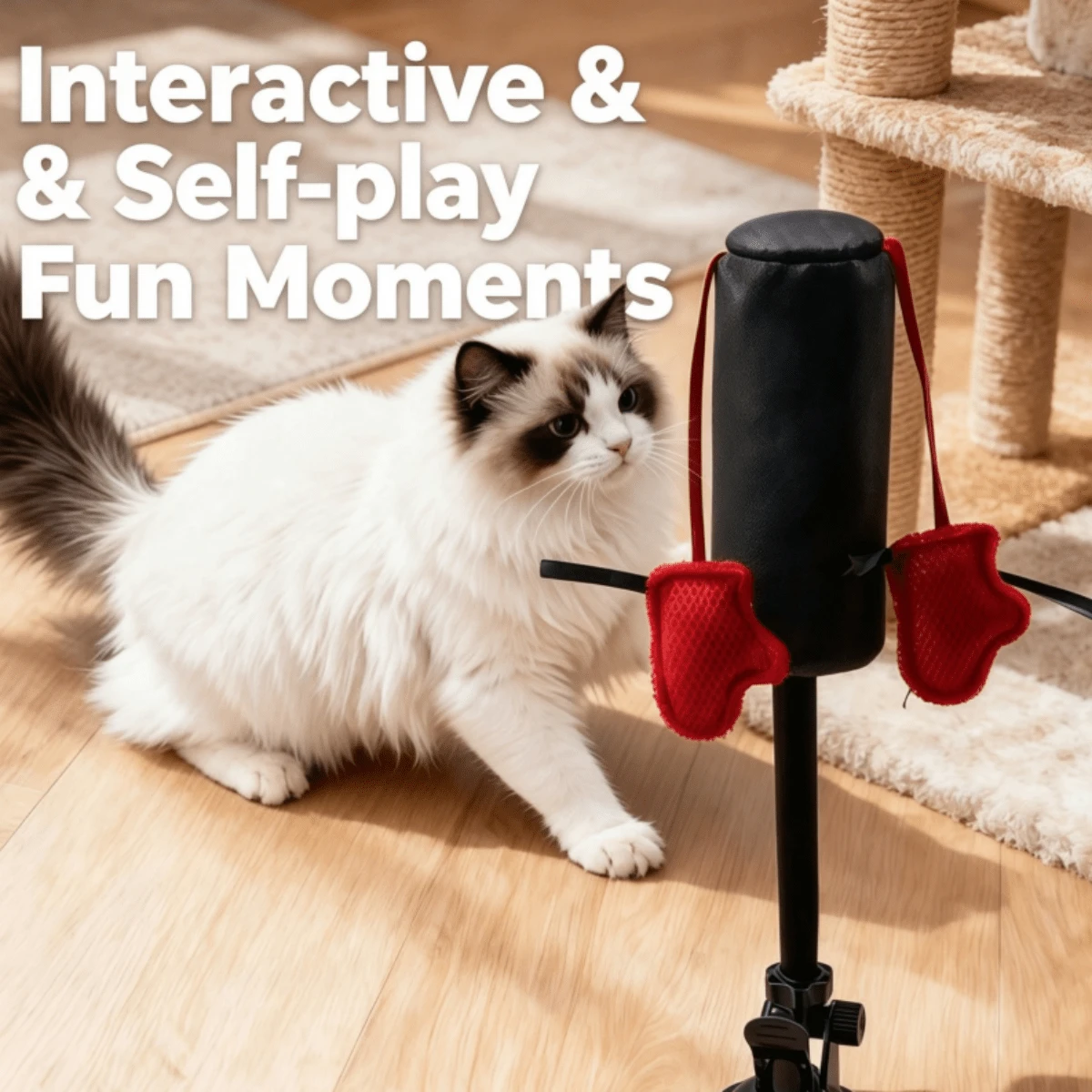 Cat Boxing Punching Bag Toy, Suction Cup Cat Punching Glove, Interactive Toy For Kitten Self-Entertainment And Boredom Relief - Multicolor - View 1