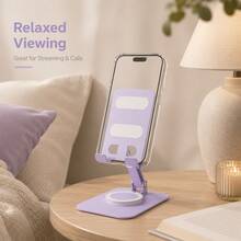 360° Rotating Foldable Desktop Phone Stand, Adjustable Angle Portable Phone Base, Anti-Slip Phone Holder, Compatible With Apple And Android Phones, Applicable For Home And Office - Mauve Purple - View 8