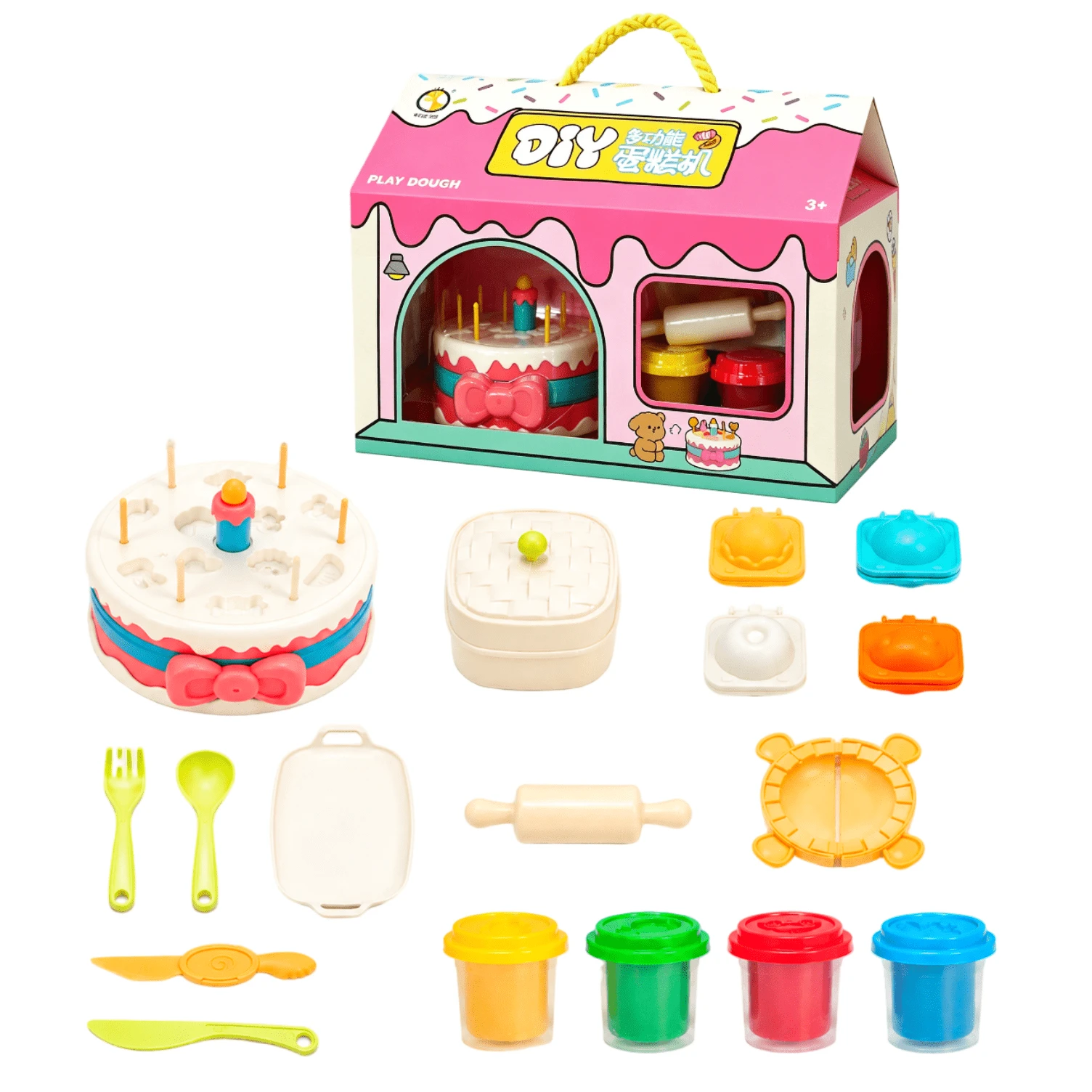 24pcs Kids Handmade Modeling Clay Set, Soft And Easy To Shape, Slow Drying, Wheat Flour Material, Multiple Molds For Creation, Inspiring Creativity DIY Educational Toy, Suitable For Back To School, Teamwork, Parent-Child Interaction, Festivals, Birthdays, Graduation Ceremonies, Carnivals, Christmas, Thanksgiving, Carnival Gifts, Reusable, Please Store Sealed - Fake Cake Machine - View 1