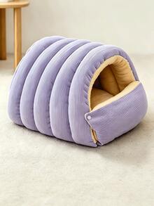 2-In-1 Convertible Pet Bed, Corduroy Outer + Plush Inner Cat Sleeping Bag, Button & Zipper Design Multi-Style Kitten & Puppy Nest, Soft & Warm Indoor Cat & Small Dog Pet House, Multiple Colors Suitable For Home Daily Rest - Multicolor - View 9