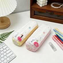 Cute Swiss Roll Plush Pencil Case, Large Capacity, Sweet High-Quality Stationery Storage Bag For Students - Multicolor - View 3