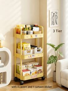 1pc Dopamine Mobile Storage Rack, Multi-Layer Snack Organizer Cart, Rolling Utility Trolley, Sturdy Space-Saving Shelves, Portable Floor-Standing, For Living Room, Bedroom, Dorm, Kitchen, Pantry, Office, Gift For Mother's Day, Graduation - Multicolor - View 15