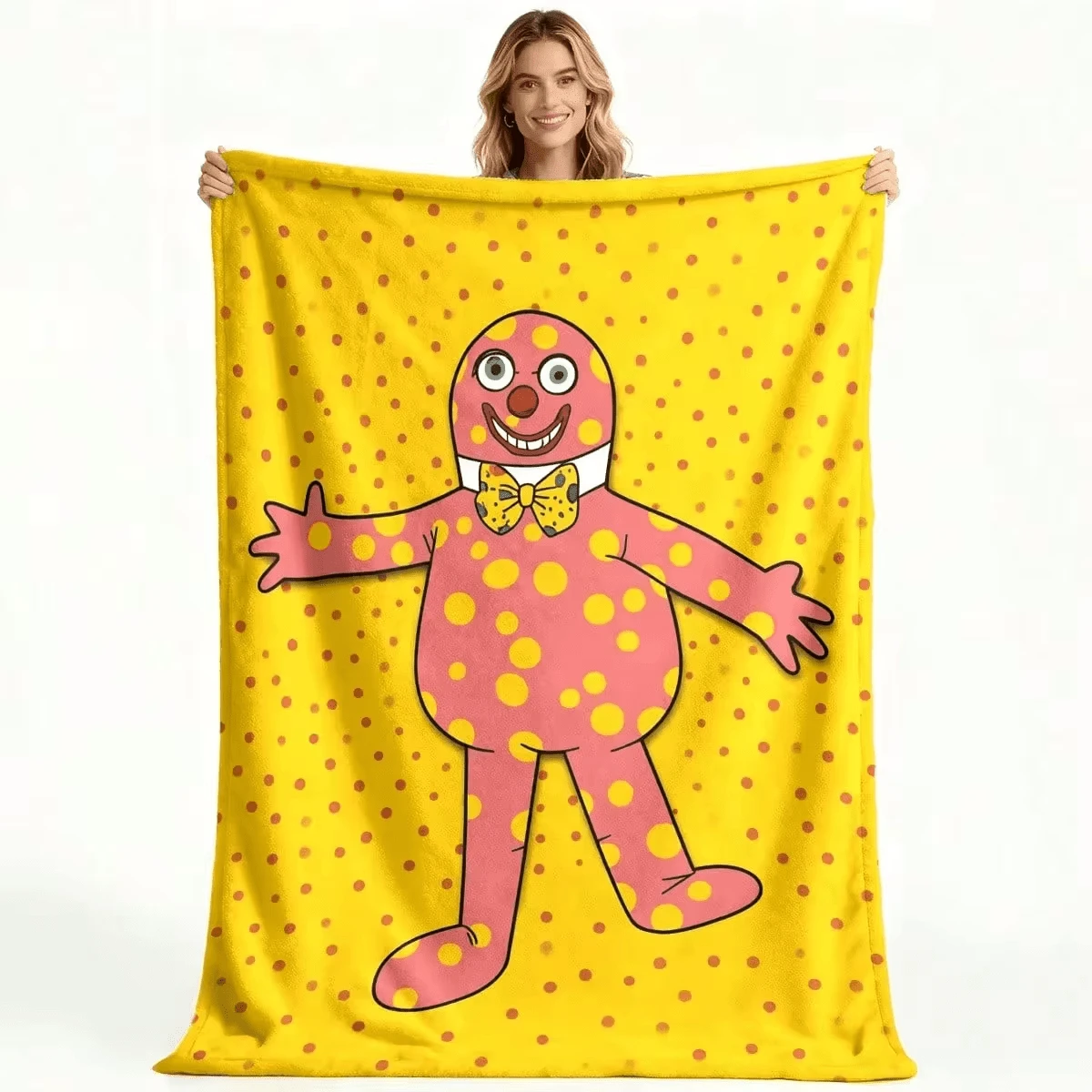 1pc, 230GSM Stylish Mr. Blobby High-Definition Design Flannel Throw, A ...