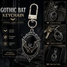 10/4/1PC Halloween Bat Keychain Gothic Vintage Metal Pendant Key Ring Spooky Bag Charm Gift - Multicolor - View 3