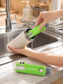 2pcs 3-In-1 Cup Lid Cleaning Brush - Multi-Functional Brush, Suitable For Insulated Cup Lids, Water Bottle Lids And Cups, Detachable Mini Brush, Can Clean Hard-To-Reach Areas (Cute Cartoon Design) - View 8