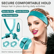 Heatless Curling Rod Set + Matte Square Hair Claw Clip Combo, Plush Set | Makeup Sponge Curling Rod + Scrunchie + Matte Hair Claw + Alligator Hair Clip All-In-One Daily Styling Kit, Large Wave Heatless Microfiber Super Plush Curling Device, Essential For Slouchy Curlers, Suitable For Commuting, Home, Dating And Other Occasions, Easily Create Korean Gentle Atmosphere, Practical And Stylish Must-Have Combination - Multicolor - View 3