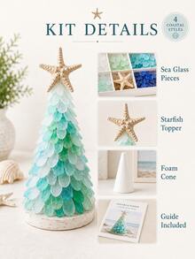1pc Sea Glass Christmas Tree Set, Sea Glass Christmas Tree Series Set, Desktop Decoration Set, Holiday Style Decor, Handmade Craft, Christmas Theme Creative Gift - Multiple Styles - View 5
