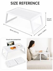Meja Lipat untuk Rumah, Kamar Tidur, Ruang Makan, Asrama, Ruang Belajar, Meja Kecil Samping Tempat Tidur, Meja Komputer Multifungsi - Putih - View 3