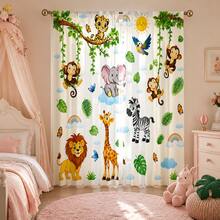 2 Pieces Of Semi Transparent Curtains With Tropical Rainforest Animal Prints, High-Definition Digital Printing, Privacy Protection, Hand Wash And Machine Wash, Suitable For Home Decoration In Living Rooms, Children's Bedrooms, And Study Rooms - Multicolor - View 8