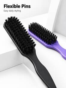 Hair Styling Brush Set, Smoothing Brush, Edge Styling Brush, Teasing Brush & Rat Tail Comb For Hairline, Ponytail, Bun, Updo, Parting And Shaping, Multi-Color Hair Styling Tools For Home, Travel And Daily Use - Premium Curling and Straightening Brush - View 4