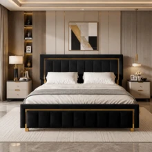 4ft6 Double Bed, Ottoman Bed With Hydraulic Storage & Headboard - Black Double - View 5