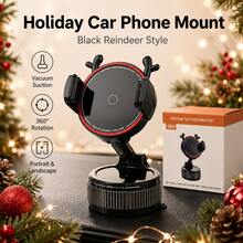 1pc G69 Reindeer Shaped Car Phone Holder, Vacuum Suction Cup Dashboard And Windshield Mount, 360° Rotatable And Foldable Smartphone Stand, Adjustable Side Clamps, Supports Vertical And Horizontal Viewing, Car Desktop Rear Screen Holder, Black/White Holiday Car Accessory, Suitable As Christmas And Halloween Gift For Female Drivers - Multicolor - View 10