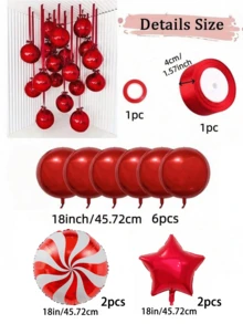 1 Set 18-Inch Red 4D Balloons With Red Polyester Ribbon And Cover Paper, Portable, Suitable For Room Decoration, Party Decoration, Wedding Decoration And Home Gathering - Multicolor - View 9